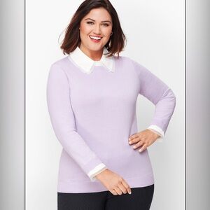 Talbots Plus 1x Lilac Sweater NWT Lace Collar Layered Look Pullover